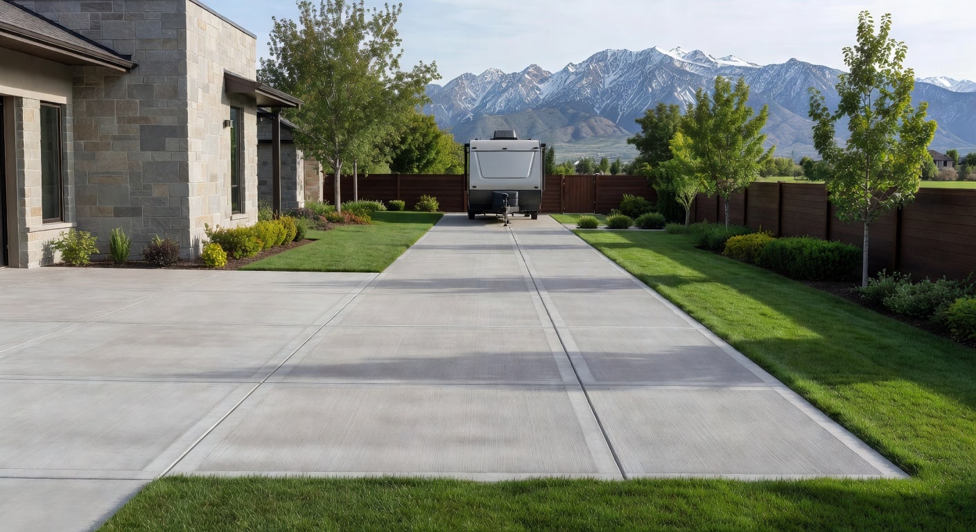 Side-yard concrete RV pad project in Northern Utah